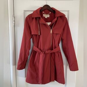 Women's Maroon Belted Trench Coat